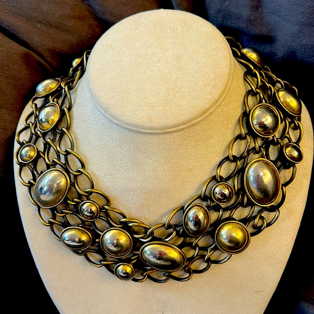 Vintage R.J. Graziano Chain Bauble Collar Necklace